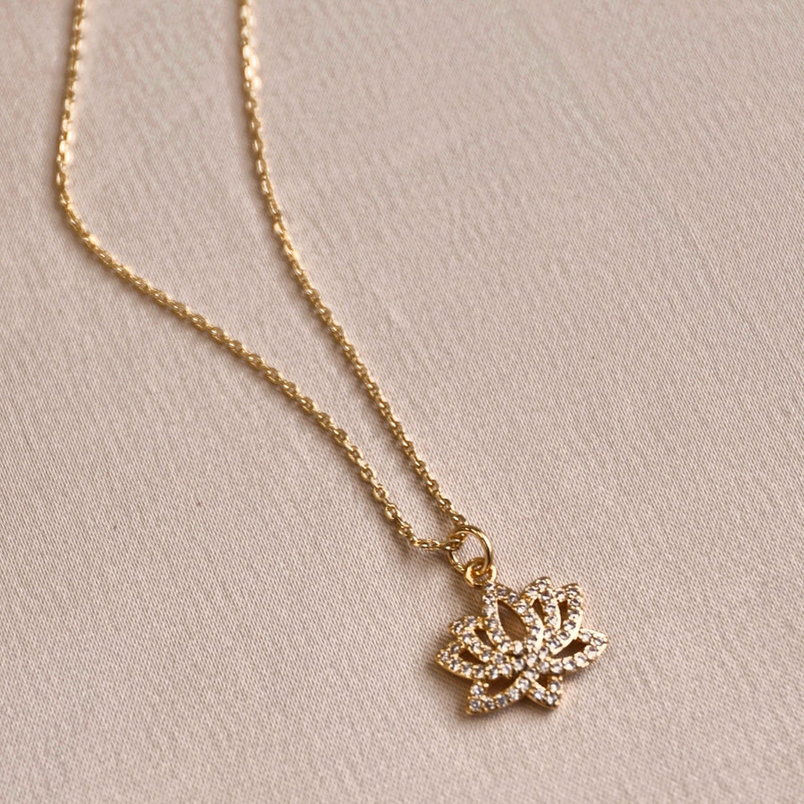 14kt Gold Little Lotus Necklace - The Essential Jewels