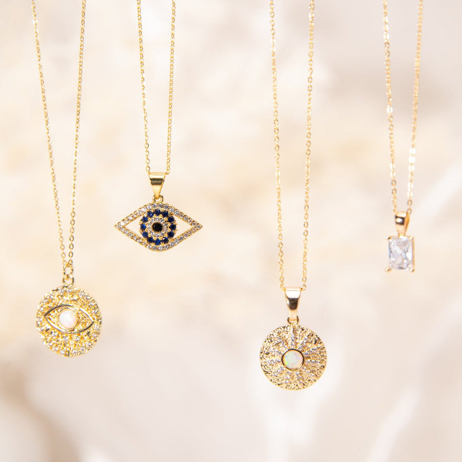 14kt Gold Mati Evil Eye Necklace - The Essential Jewels