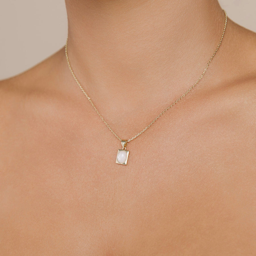24kt Gold Dainty Moonstone Necklace - The Essential Jewels