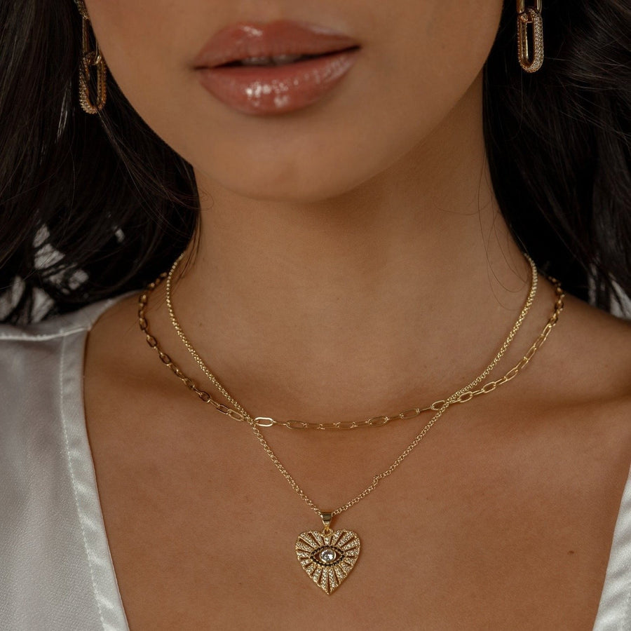 24kt Gold Love Heart Amulet Necklace - The Essential Jewels