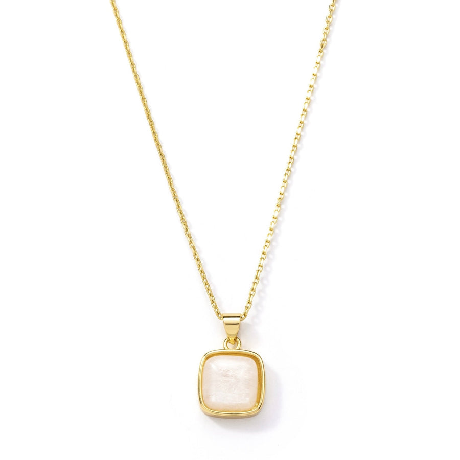 24kt Gold Moonstone Square Crystal Necklace - The Essential Jewels
