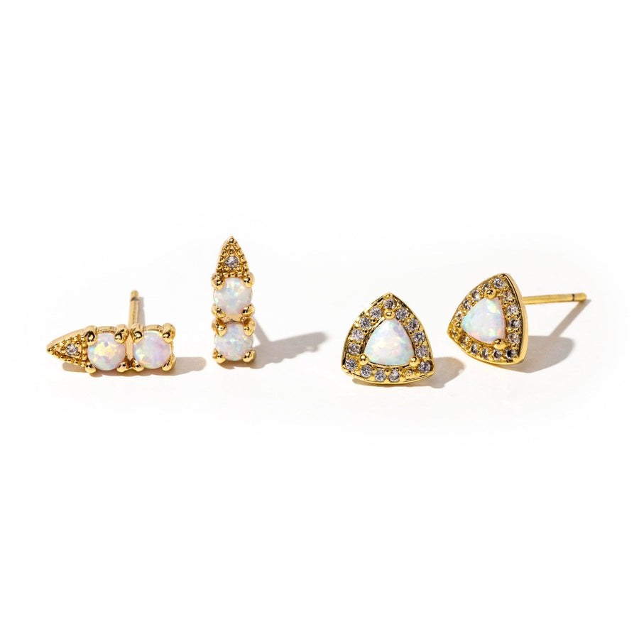 Allegra Gold Opal Stud Earrings - The Essential Jewels