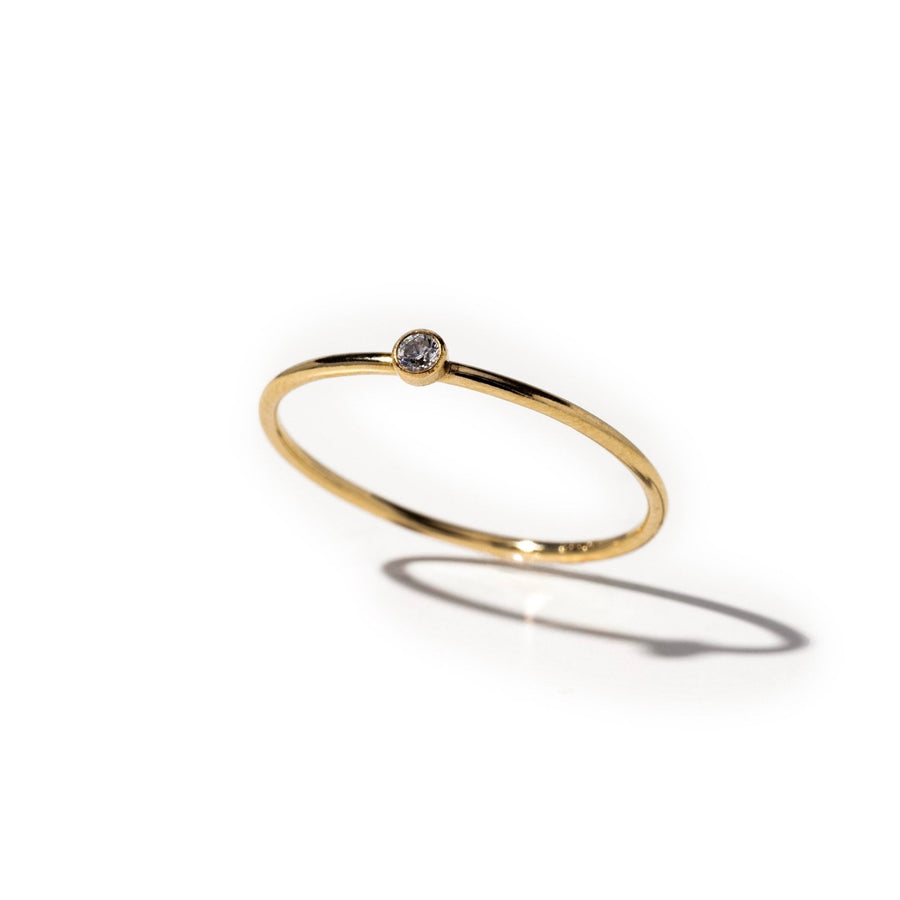 Daphe Slim Gold Solitaire Crystal Ring - The Essential Jewels