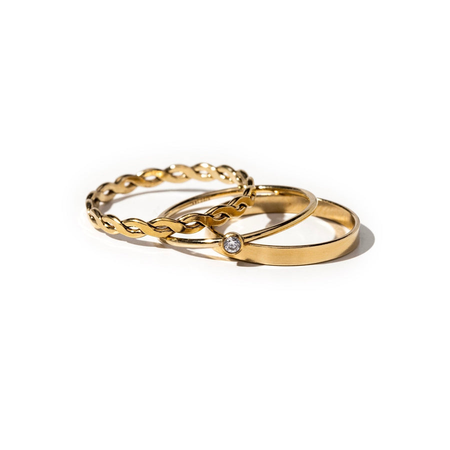 Daphe Slim Gold Solitaire Crystal Ring - The Essential Jewels