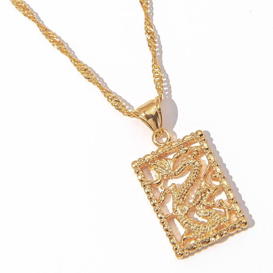 Dragon Tablet Gold Necklace - The Essential Jewels
