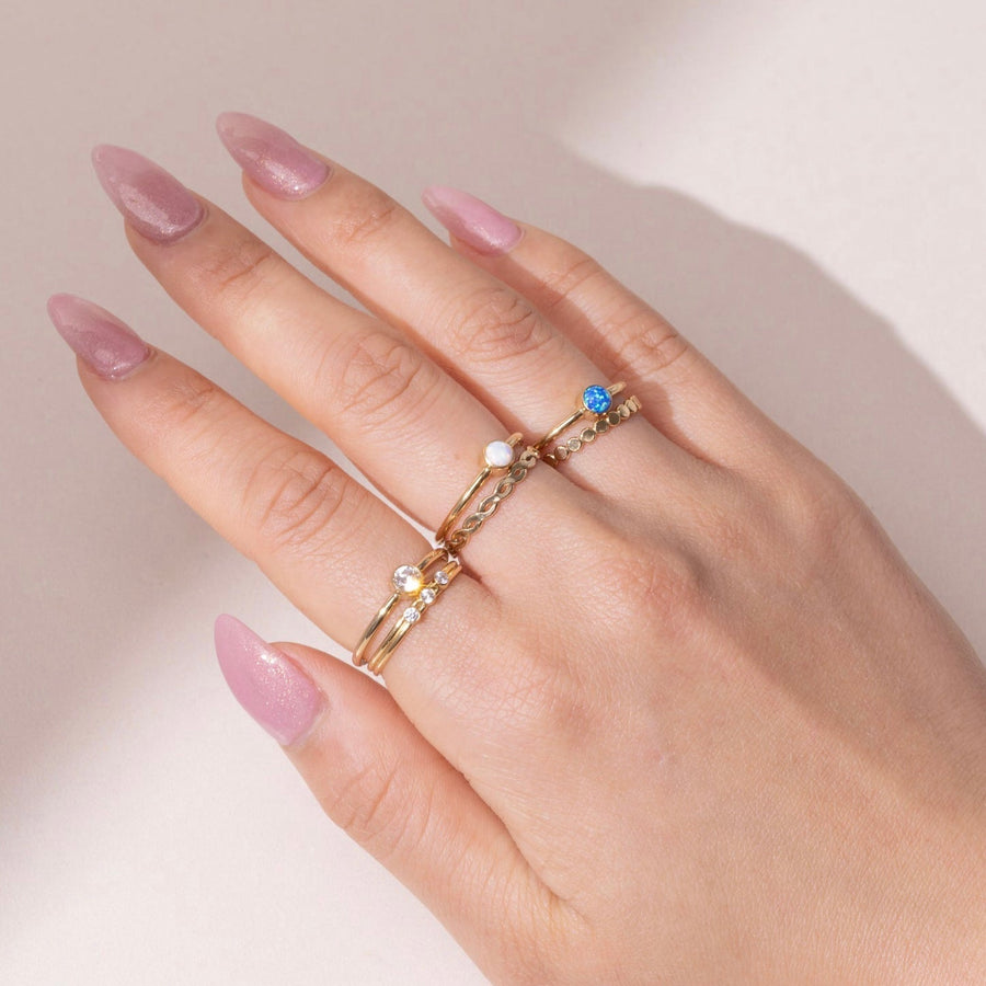 Emeline White Opal Gold Ring - The Essential Jewels
