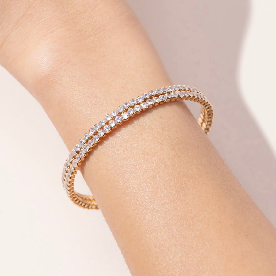 Gianna Gold Tennis Crystal Bangle Bracelet - The Essential Jewels