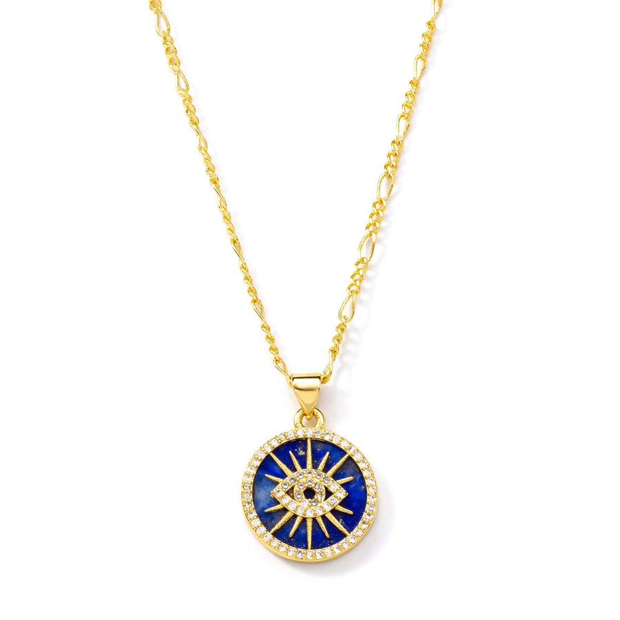 Gold Evil Eye Lapis Lazuli Crystal Necklace - The Essential Jewels