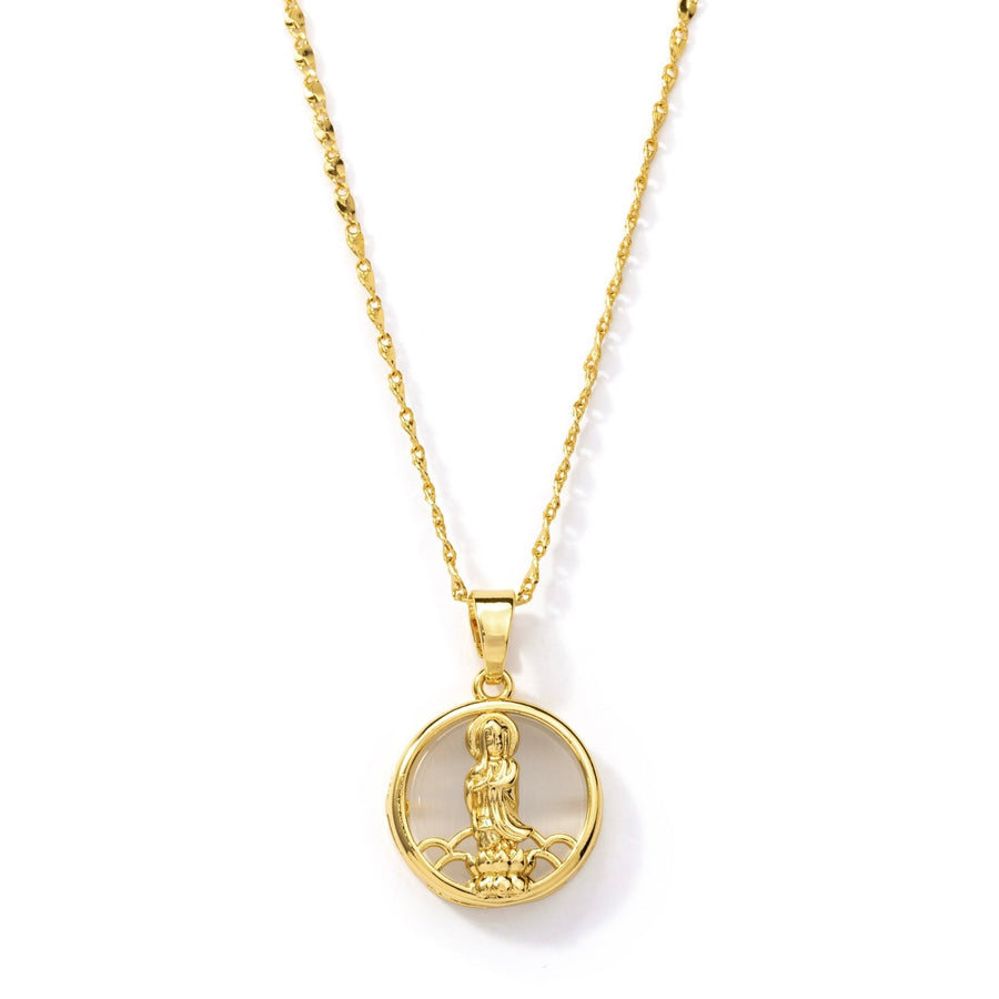 Guan Yin Bodhisattva Necklace - Goddess of Mercy (Blue/Pink/White) - The Essential Jewels