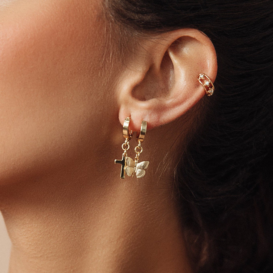 Lira Gold Cross Drop Earrings - The Essential Jewels