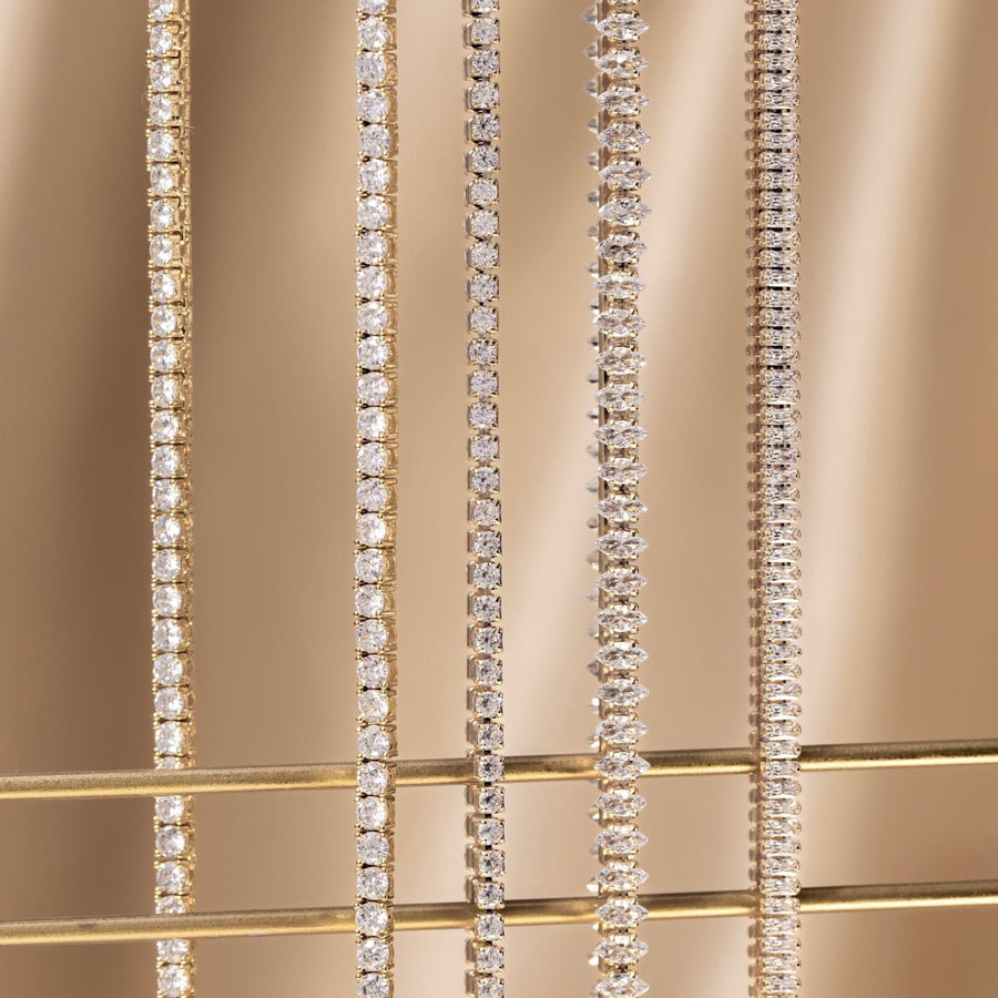 Lucinda Gold Marquise Crystal Tennis Choker Chain - The Essential Jewels