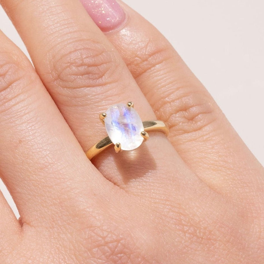 Selene Gold Oval Moonstone Ring - The Essential Jewels