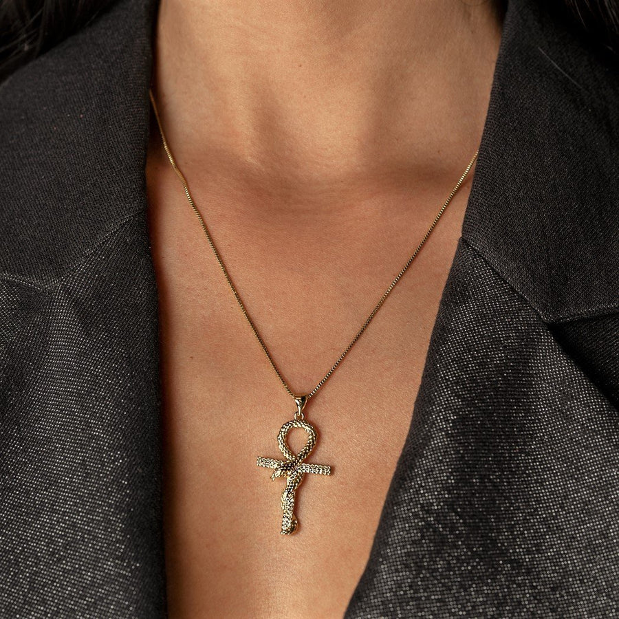 Serpent Ankh Gold Necklace - The Essential Jewels