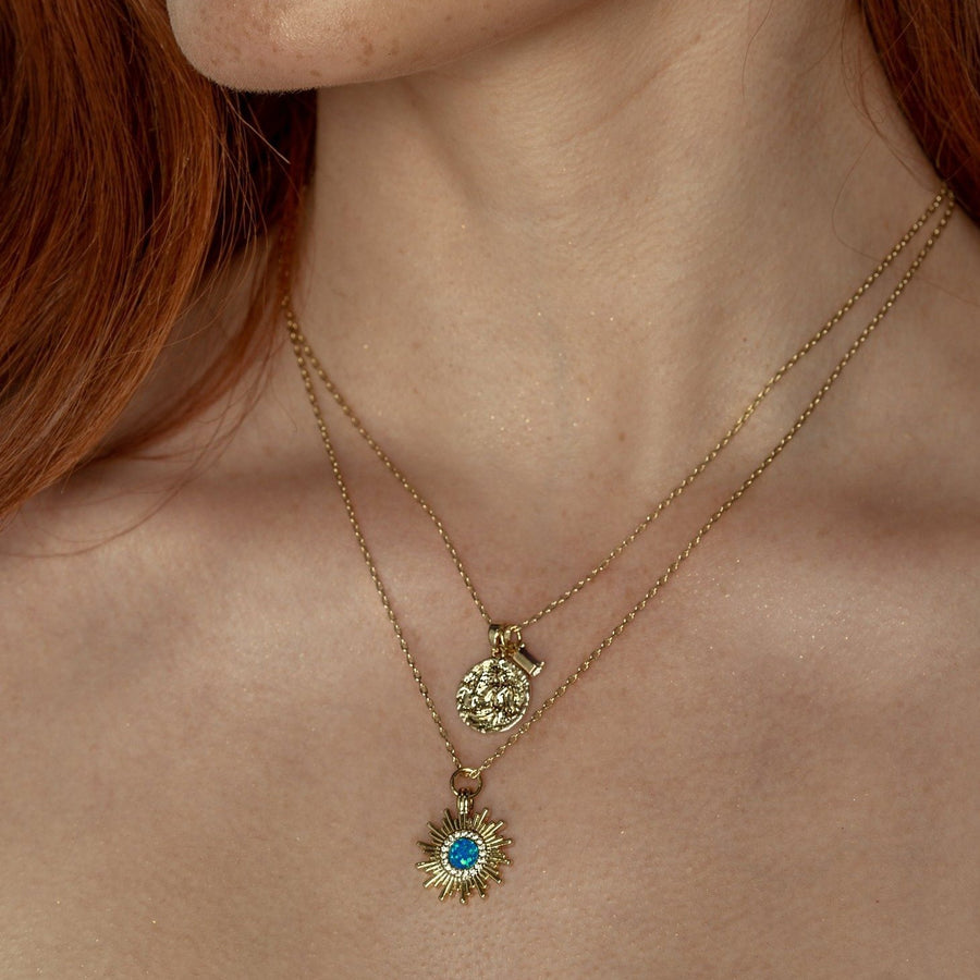 14kt Gold Celestial Star Opal Necklace - The Essential Jewels