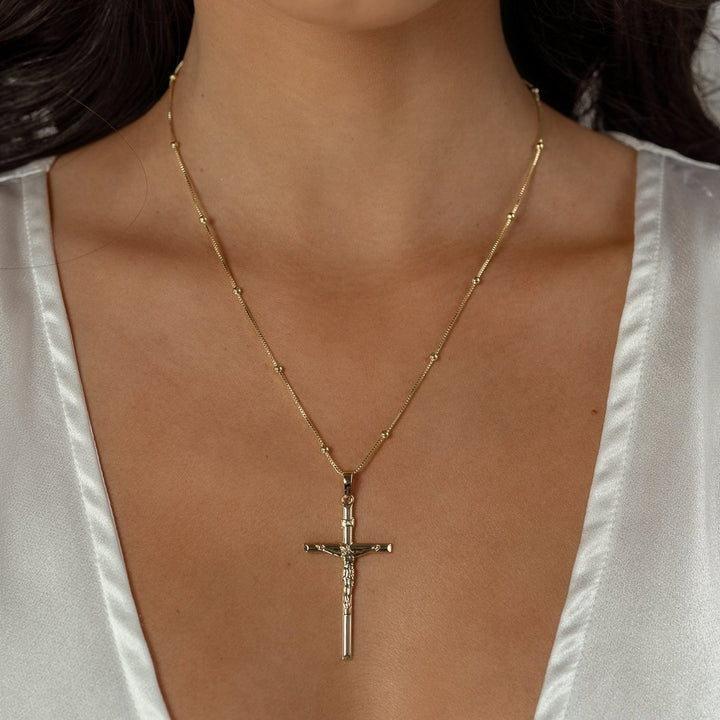 14kt Gold Crucifix Cross Necklace - The Essential Jewels