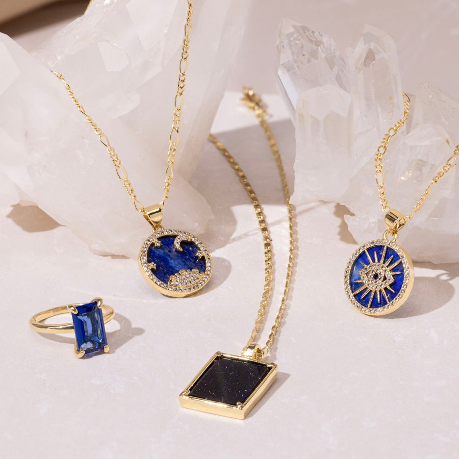 14kt Gold Lapis Lazuli Crystal Necklace - The Essential Jewels