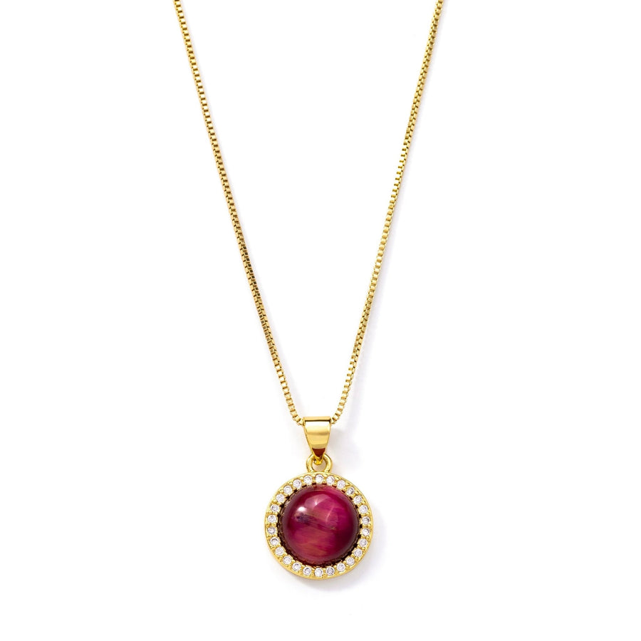 14kt Gold Red Carnelian Round Crystal Necklace - The Essential Jewels