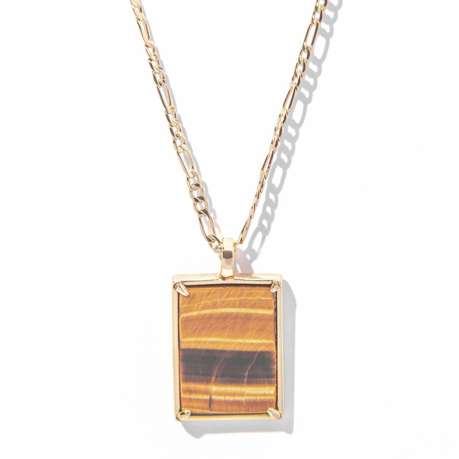 14kt Gold Tiger Eye Crystal Necklace - The Essential Jewels