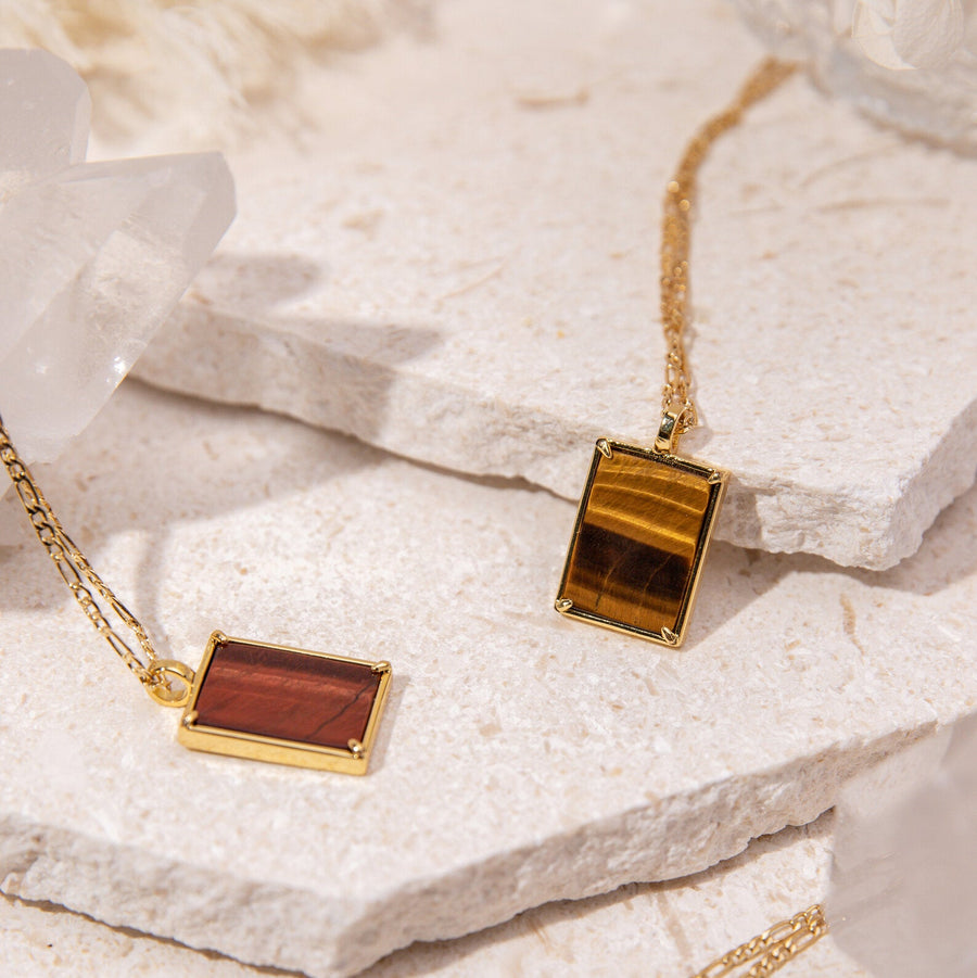 14kt Gold Tiger Eye Crystal Necklace - The Essential Jewels