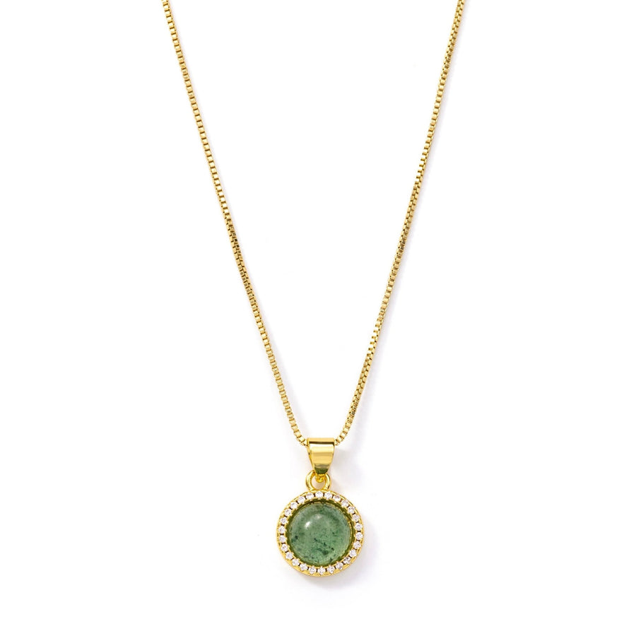 24kt Gold Adventurine Round Crystal Necklace - The Essential Jewels