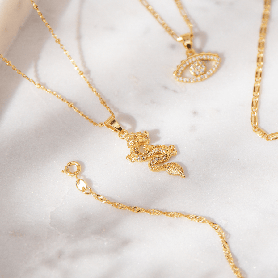 24kt Gold Dragon Necklace - The Essential Jewels