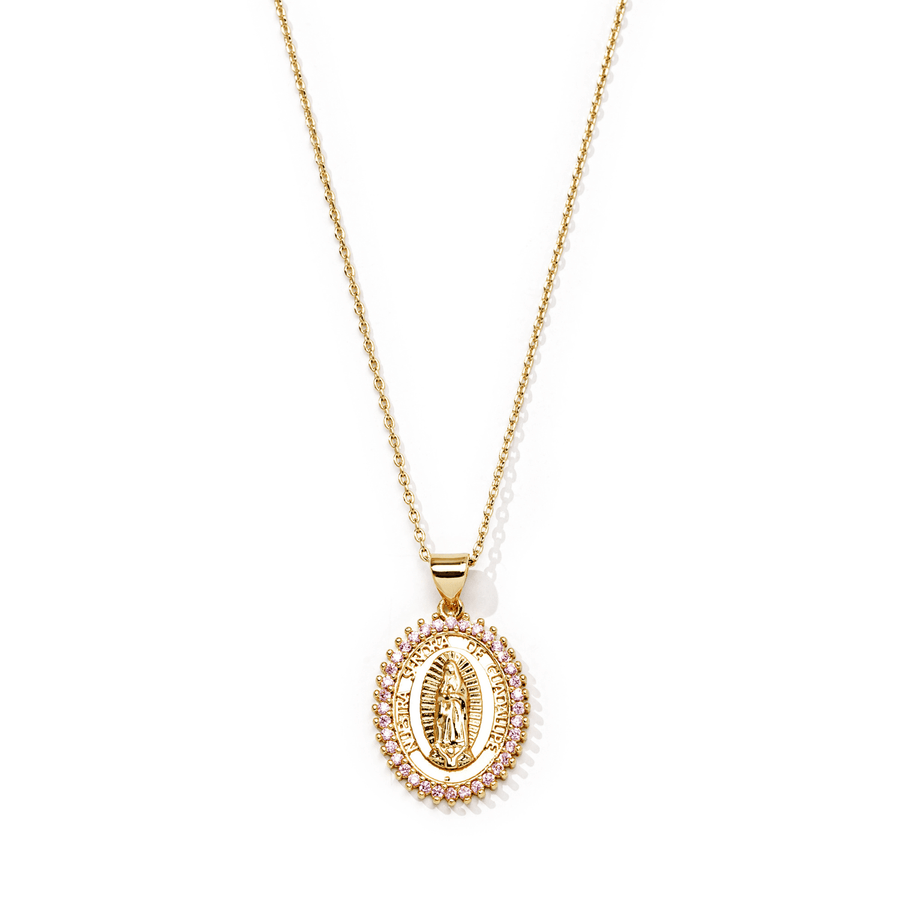 Men's Virgin Mary Pendant - 14k Gold Over Solid 925 Sterling Silver Necklace