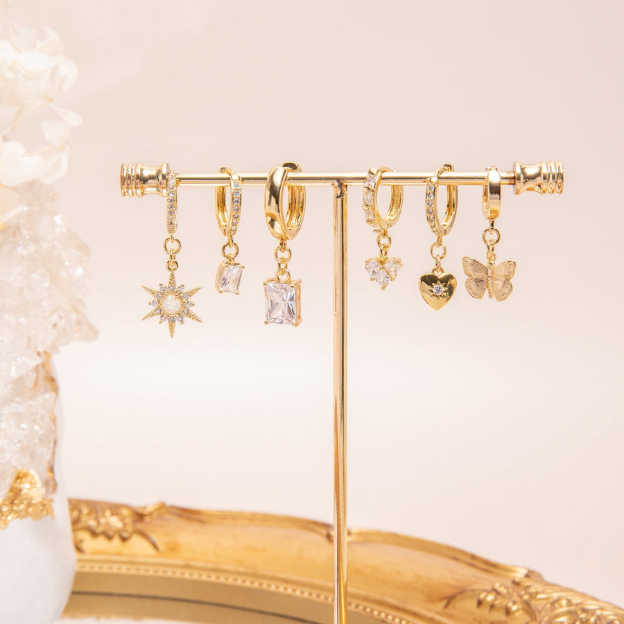 Adriana Heart-Shaped Gold Drop Earrings - The Essential Jewels