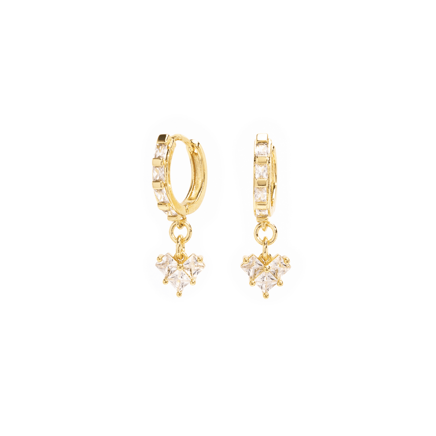 Adriana Heart-Shaped Gold Drop Earrings - The Essential Jewels