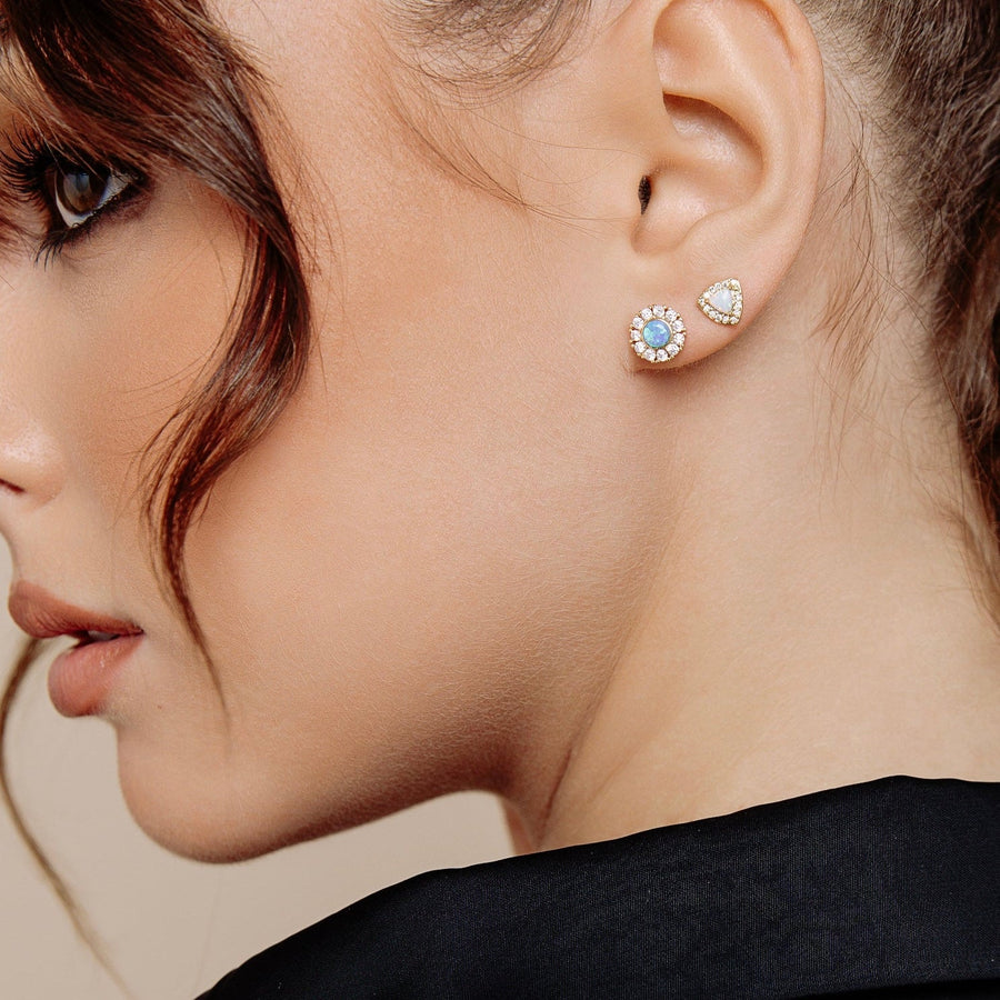 Allegra Gold Opal Stud Earrings - The Essential Jewels