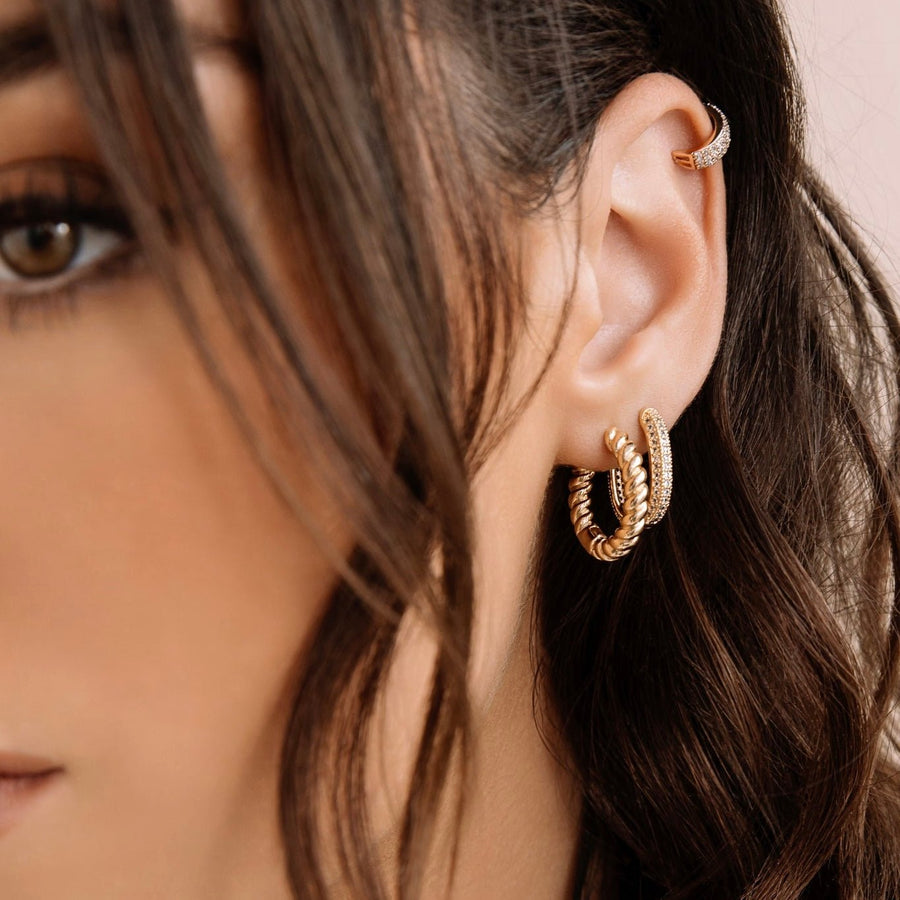 Amber Gold Pavé Hoops - The Essential Jewels