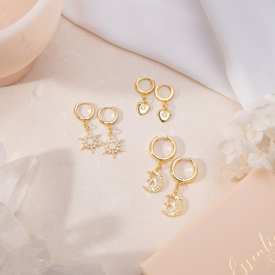 Amour Heart Gold Drop Earrings - The Essential Jewels