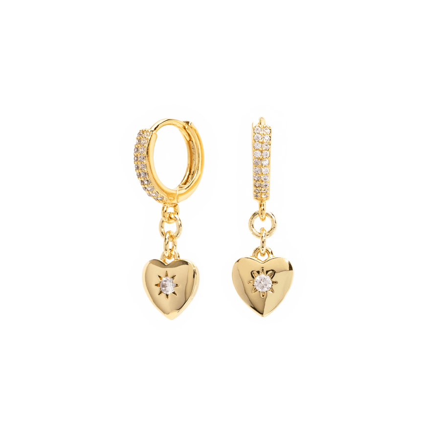 Amour Heart-Shaped Gold Drop Earrings - The Essential Jewels