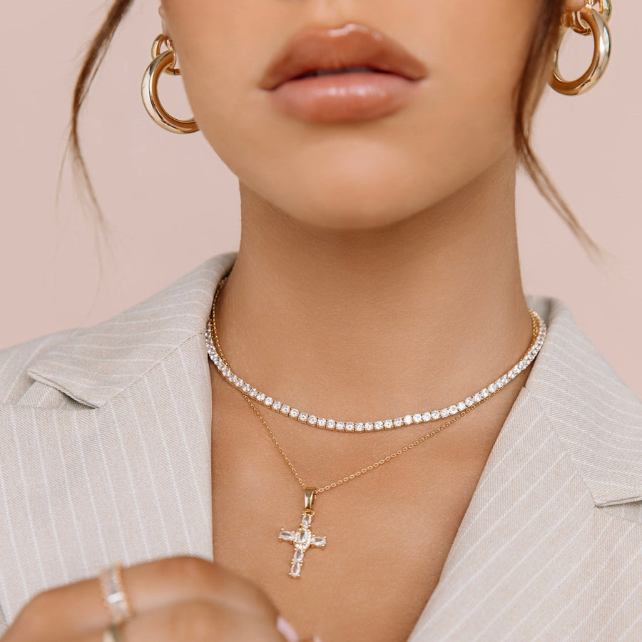 Anais Gold Pave Tennis Choker Chain - The Essential Jewels