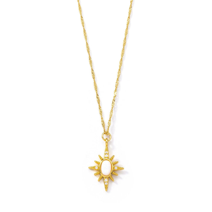 Astra Gold Opal Starburst Necklace (Blue/White) - The Essential Jewels