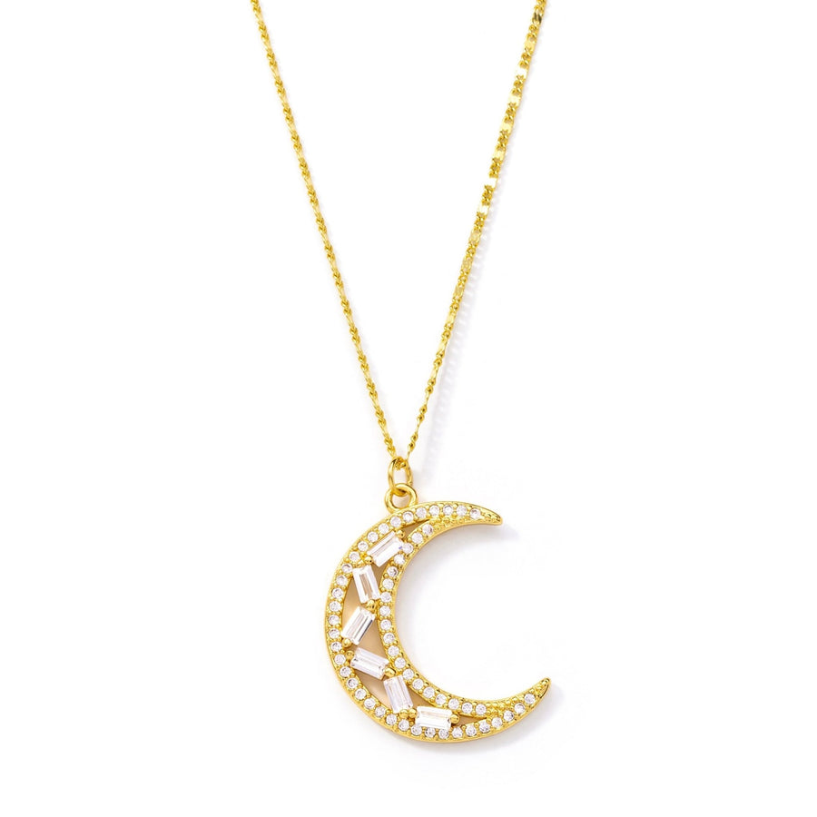 Chang'e Gold Crystal Crescent Moon Necklace - The Essential Jewels