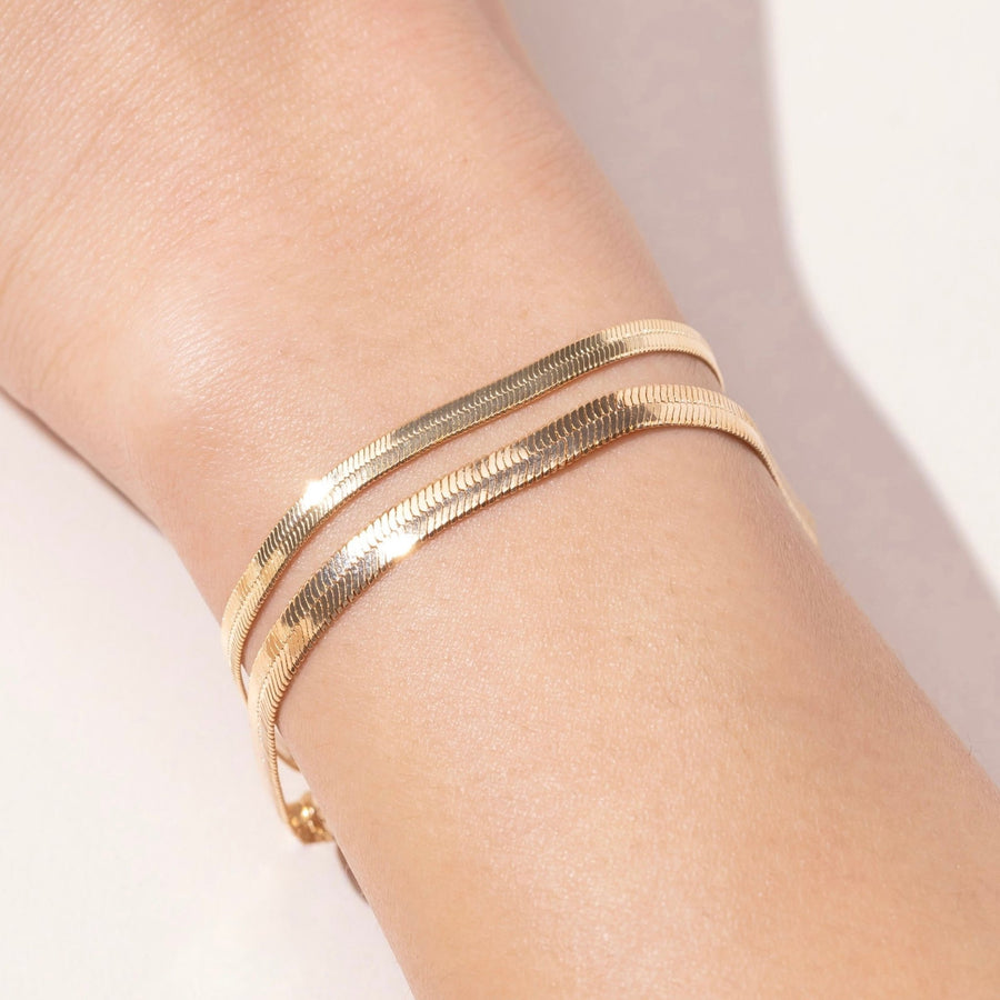 Delilah Gold Herringbone Bracelet - The Essential Jewels