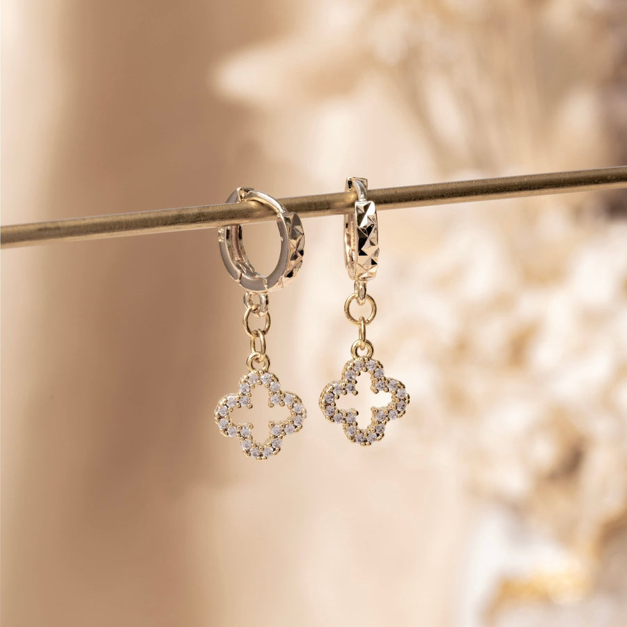 Eloise Gold Clover Drop Earrings - The Essential Jewels