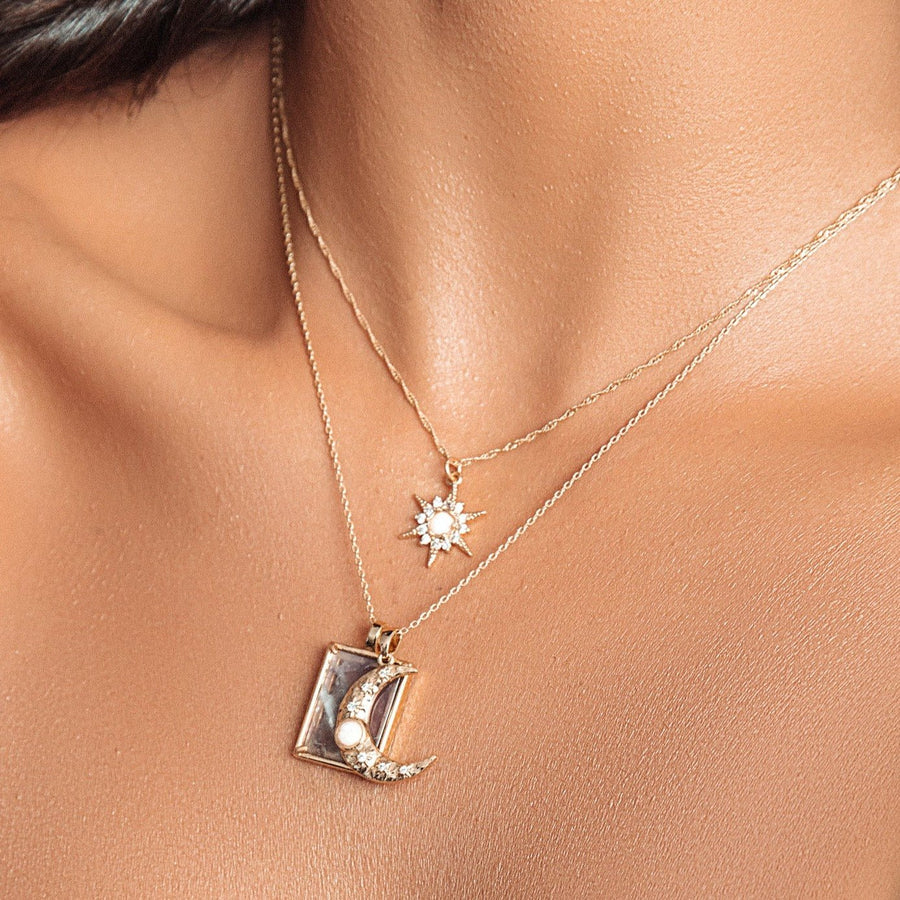 Esmée Gold Opal Starburst Necklace - The Essential Jewels