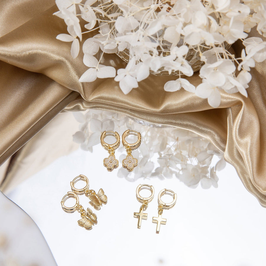 Eva Gold Clover Drop Earrings - The Essential Jewels