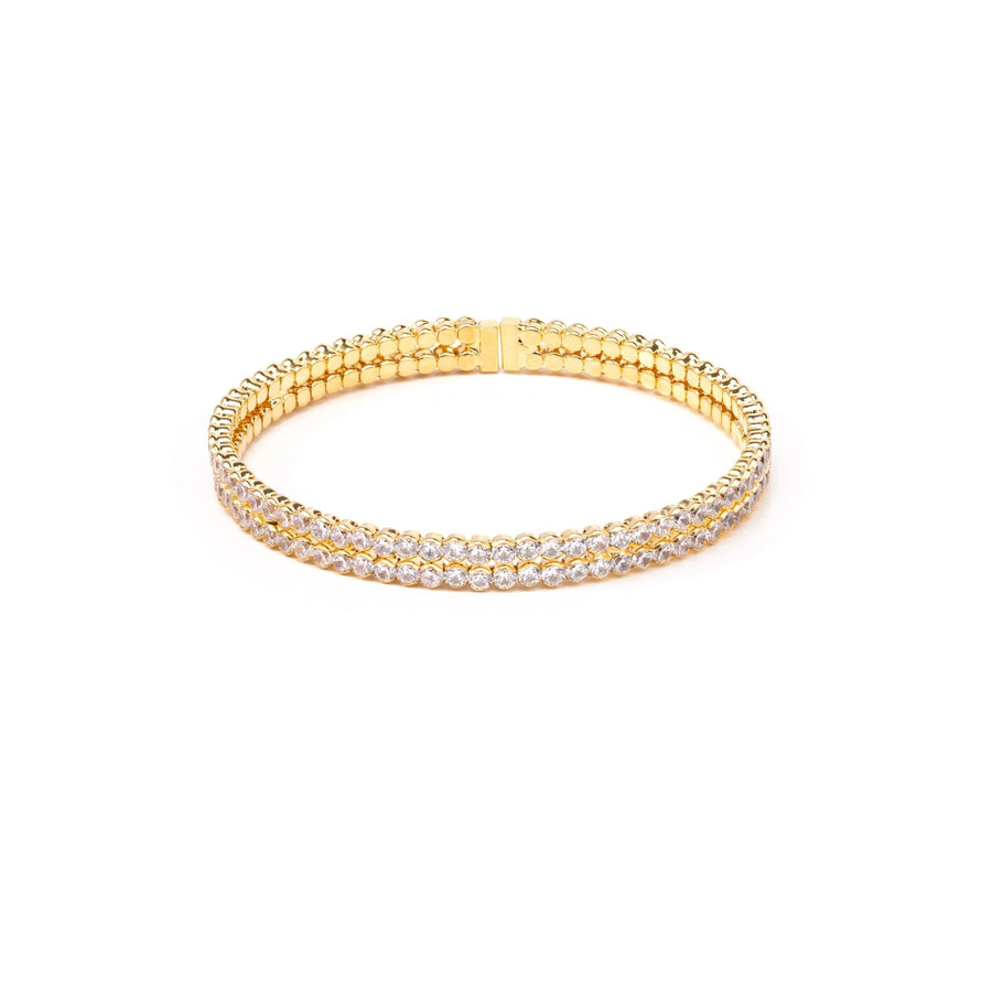 Gianna Gold Tennis Crystal Bangle Bracelet - The Essential Jewels