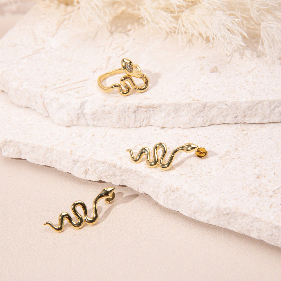 Gold Fidi Snake Earrings - The Essential Jewels