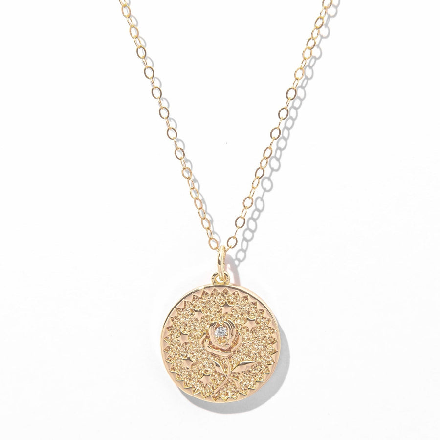 Gold Rose Flower Necklace - The Essential Jewels