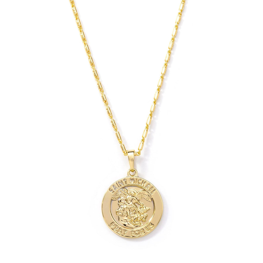 Gold Saint Michael Medallion Pendant Necklace - The Essential Jewels