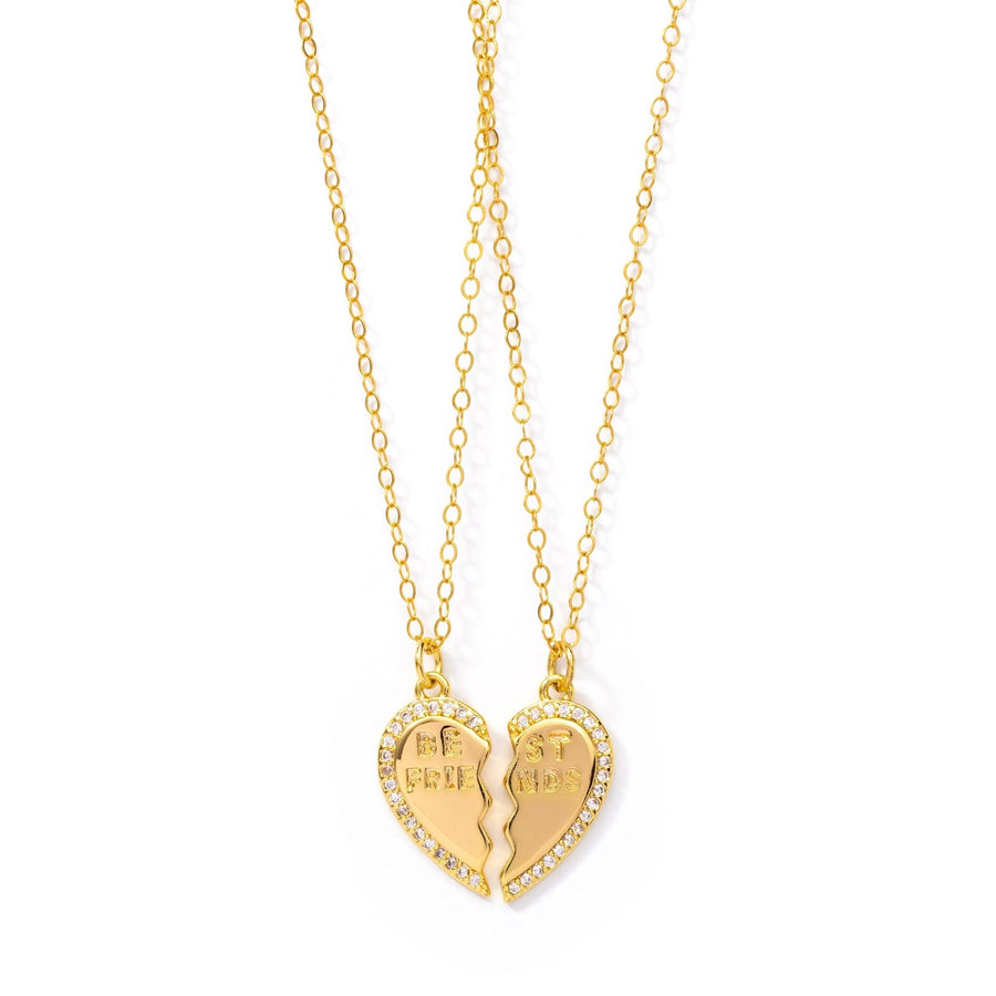 Kiera Best Friends Crystal Heart Gold Necklace Set - The Essential Jewels