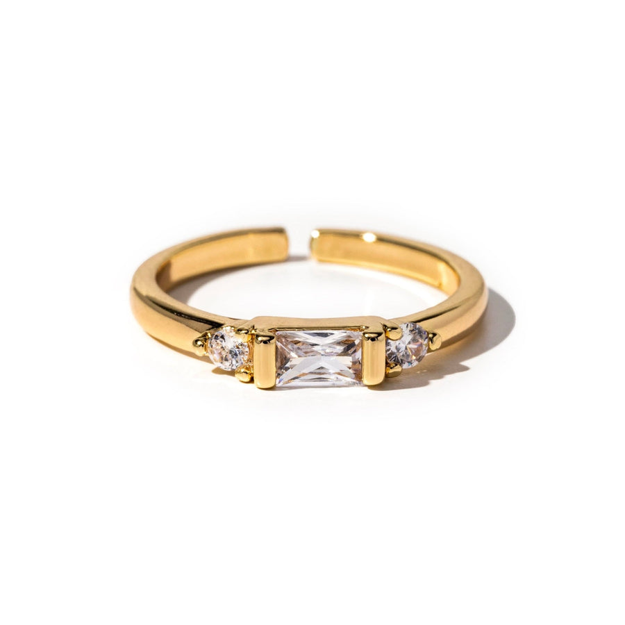 Lucille Gold Baguette Crystal Ring - The Essential Jewels
