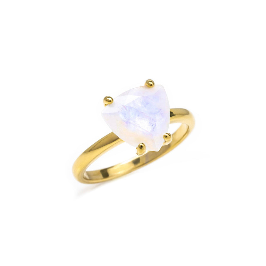 Luna Gold Triangle Moonstone Ring - The Essential Jewels