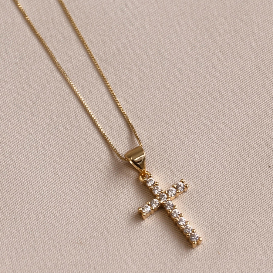 Mini Cross Gold Necklace - The Essential Jewels