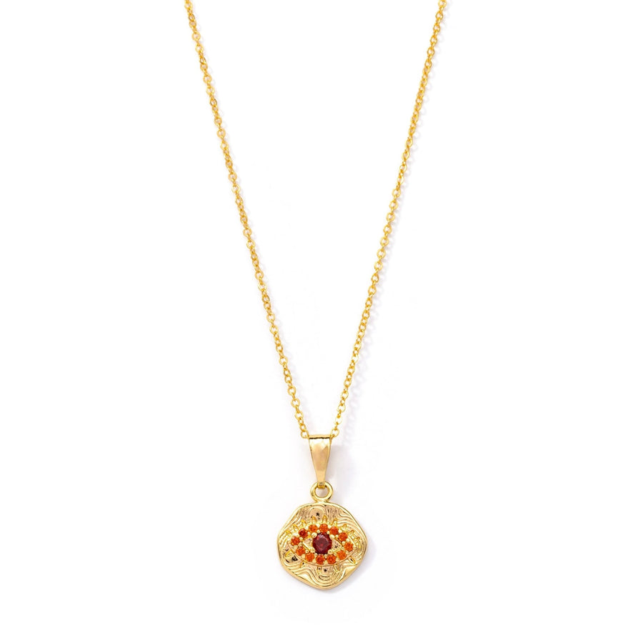Mini Gold Evil Eye Necklace - Red/Clear - The Essential Jewels