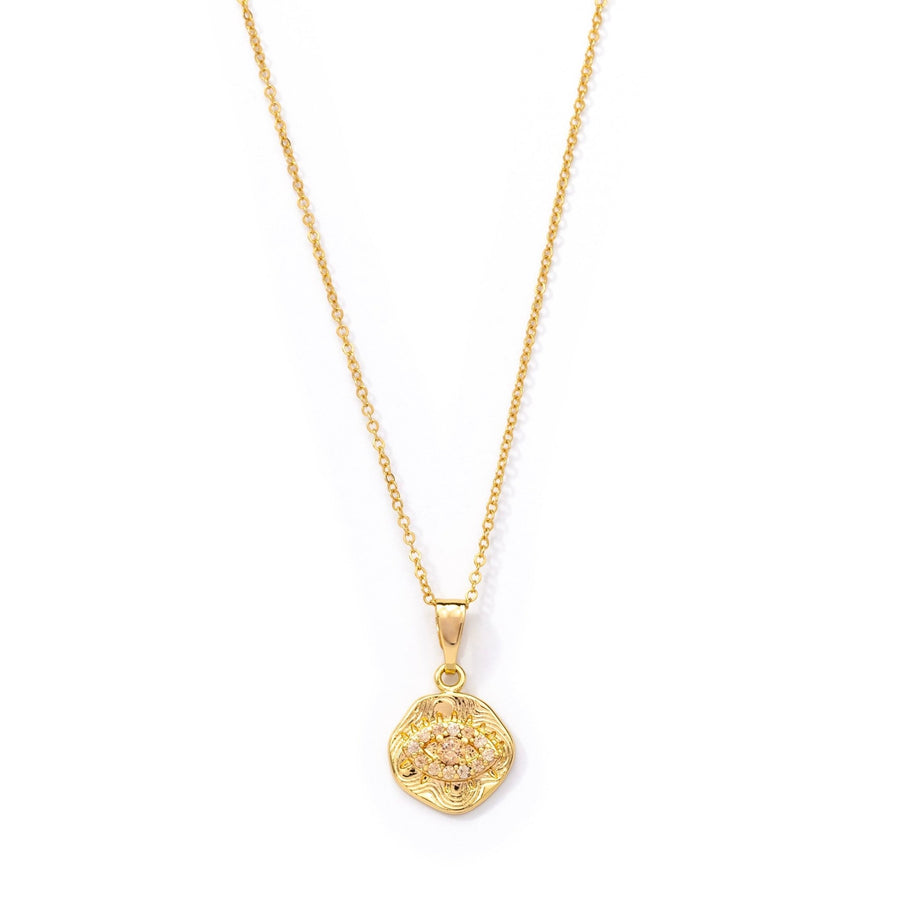 Mini Gold Evil Eye Necklace - Red/Clear - The Essential Jewels