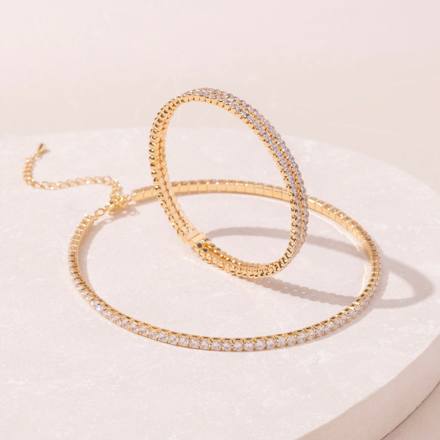 Mischa Gold Pave Tennis Choker Chain - The Essential Jewels